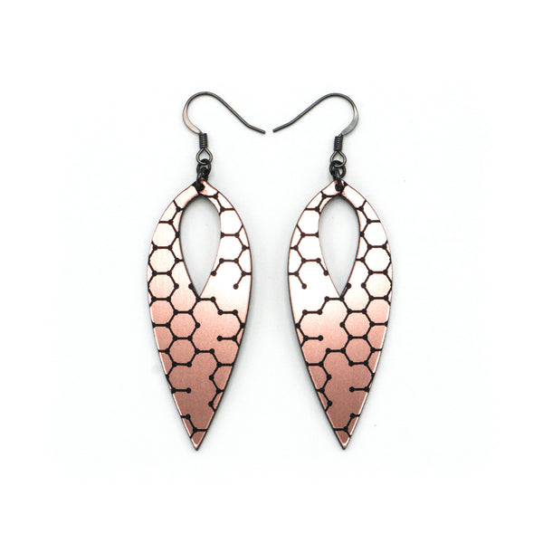 Nativas [04] // Acrylic Earrings - Rose Gold, Black