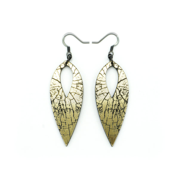 Nativas [36] // Acrylic Earrings - Brushed Gold, Black
