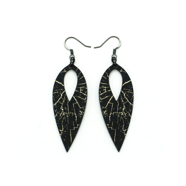 Nativas [36R] // Acrylic Earrings - Brushed Gold, Black
