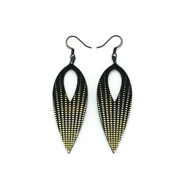 Nativas [09R] // Acrylic Earrings - Brushed Gold, Black