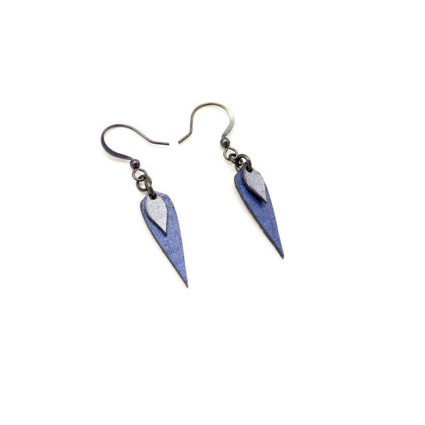 Innera // Leather Earrings - Purple Pearl, Silver