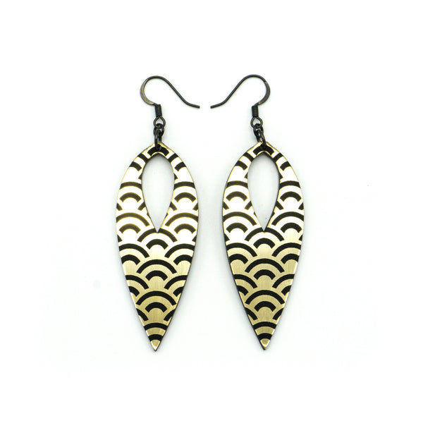Nativas [32] // Acrylic Earrings - Brushed Gold, Black