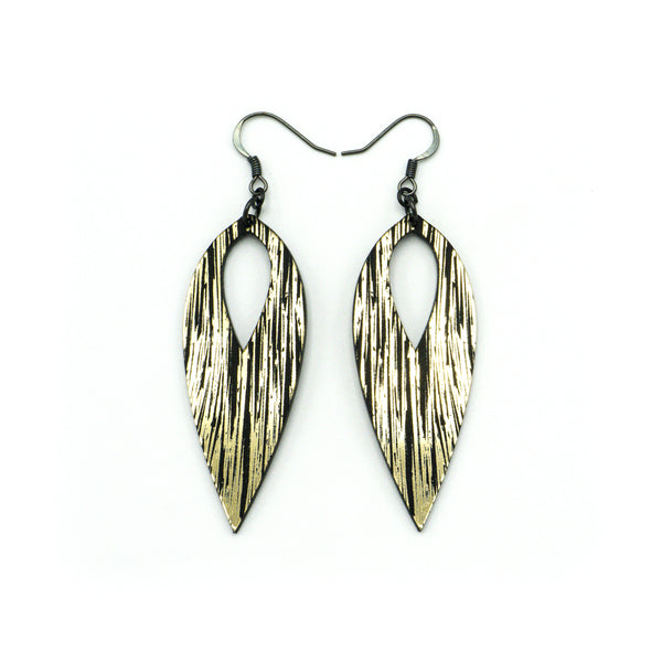 Nativas [23] // Acrylic Earrings - Brushed Gold, Black