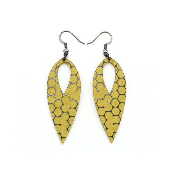 Nativas [04R] // Acrylic Earrings - Celestial Blue, Gold