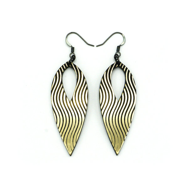 Nativas [07] // Acrylic Earrings - Brushed Gold, Black