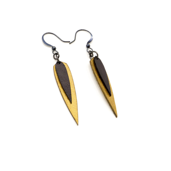 Innera // Leather Earrings - Gold, Black