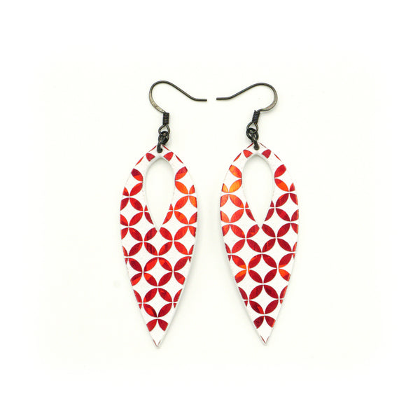 Nativas [26R] // Acrylic Earrings - Red Holograph, White