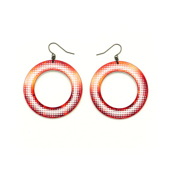 Loops 'Halftone' // Acrylic Earrings - Red Holograph, White