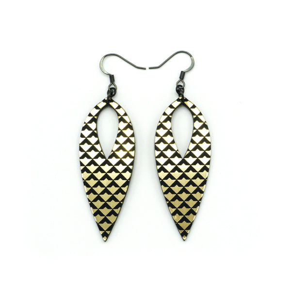 Nativas [29] // Acrylic Earrings - Brushed Gold, Black