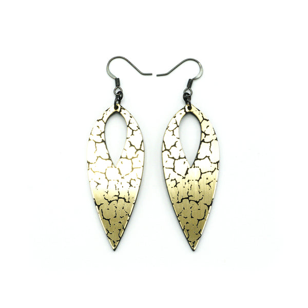 Nativas [39] // Acrylic Earrings - Brushed Gold, Black