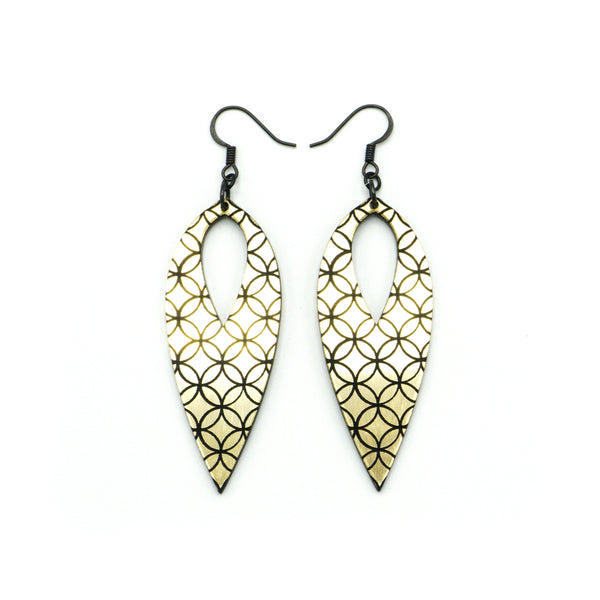 Nativas [27] // Acrylic Earrings - Brushed Gold, Black