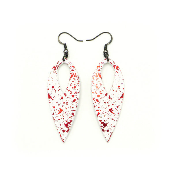 Nativas [24R] // Acrylic Earrings - Red Holograph, White