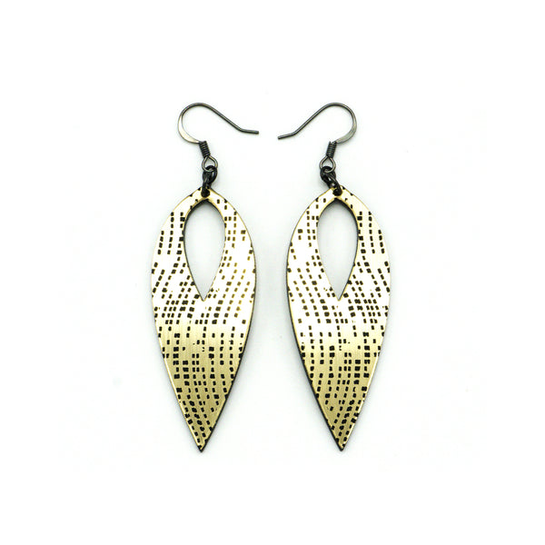 Nativas [14] // Acrylic Earrings - Brushed Gold, Black