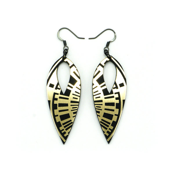 Nativas [06] // Acrylic Earrings - Brushed Gold, Black