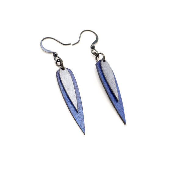 Innera // Leather Earrings - Purple Pearl, Silver