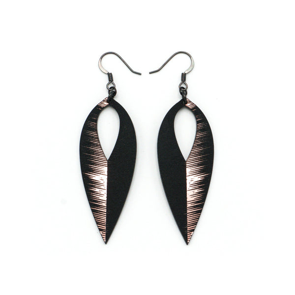 Nativas [08R] // Acrylic Earrings - Rose Gold, Black
