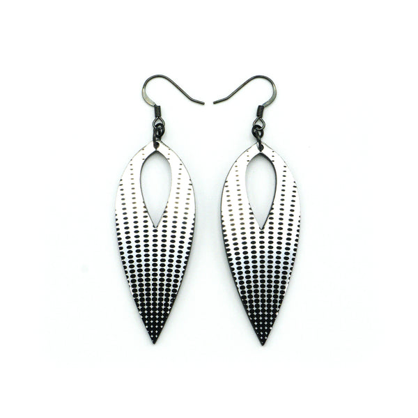 Nativas [09] // Acrylic Earrings - Brushed Silver, Black