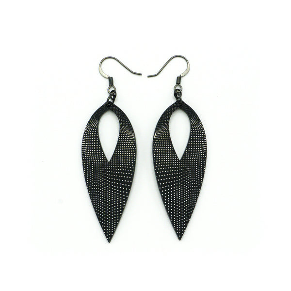 Nativas [17R] // Acrylic Earrings - Brushed Silver, Black