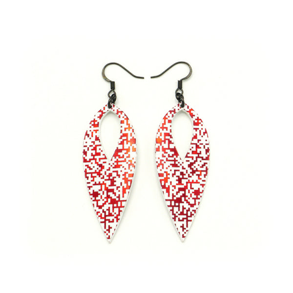 Nativas [15] // Acrylic Earrings - Red Holograph, White