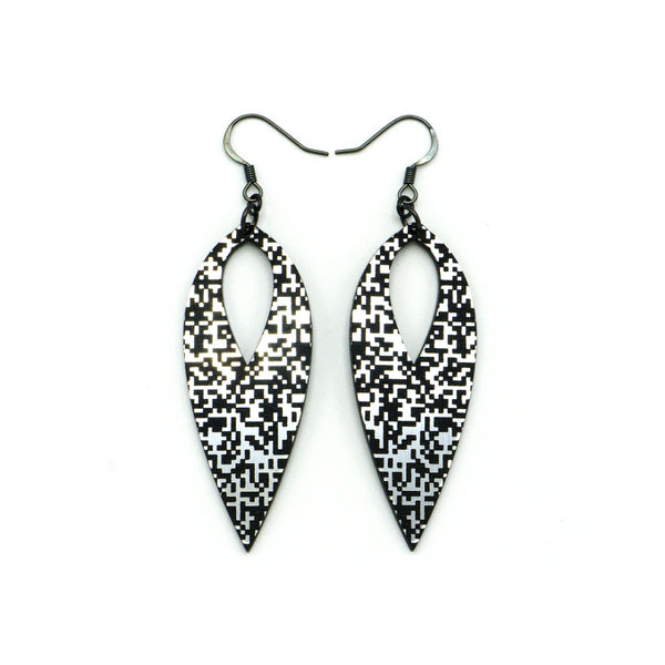 Nativas [15] // Acrylic Earrings - Brushed Silver, Black
