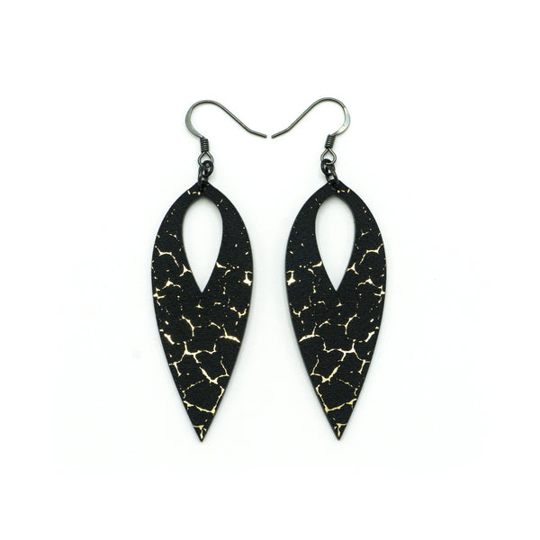 Nativas [40R] // Acrylic Earrings - Brushed Gold, Black