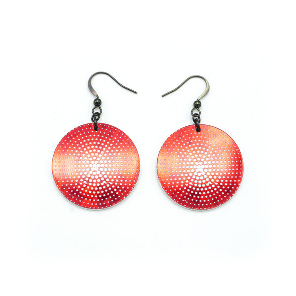 Circles 'Halftone Burst' // Acrylic Earrings - Red Holograph, White