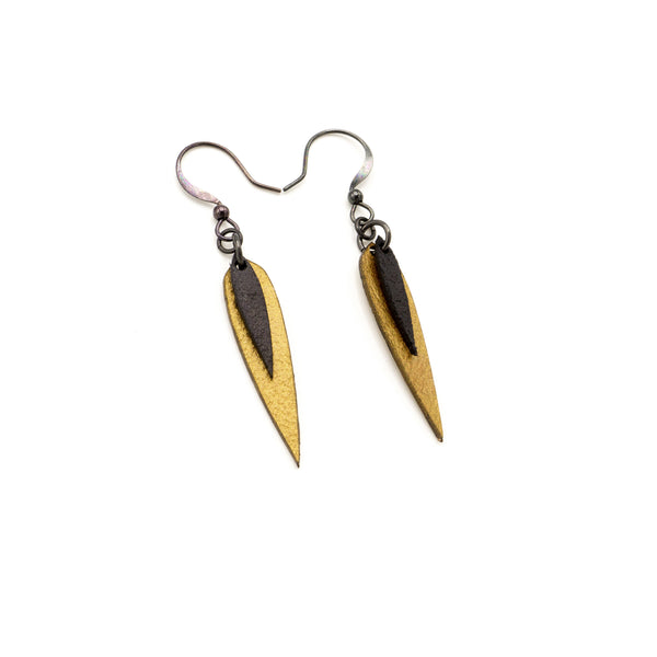 Innera // Leather Earrings - Gold, Black