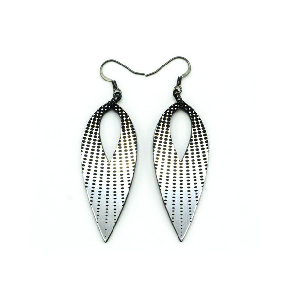 Nativas [10] // Acrylic Earrings - Brushed Silver, Black