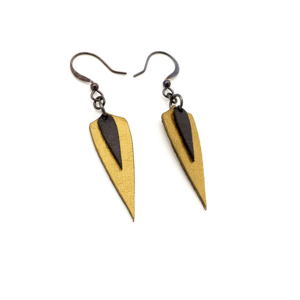 Innera // Leather Earrings - Gold, Black