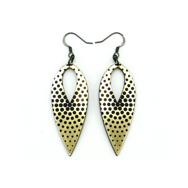 Nativas [12] // Acrylic Earrings - Brushed Gold, Black