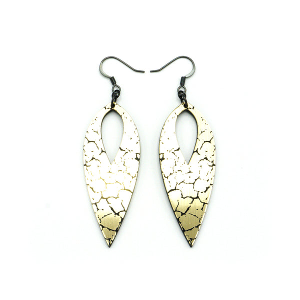 Nativas [40] // Acrylic Earrings - Brushed Gold, Black