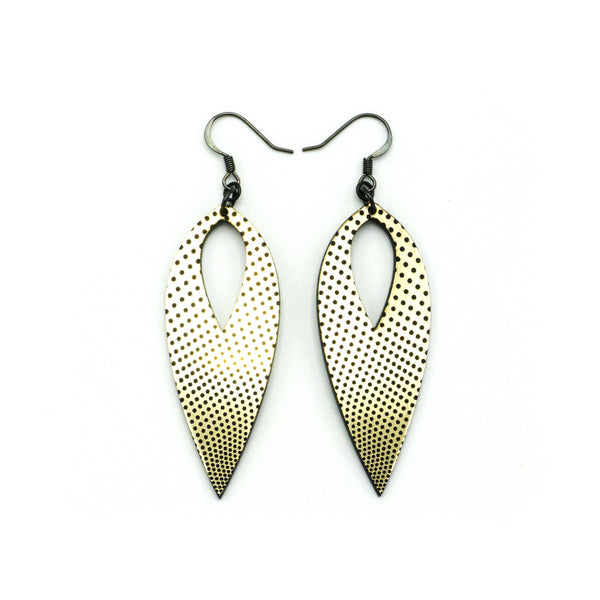 Nativas [16] // Acrylic Earrings - Brushed Gold, Black