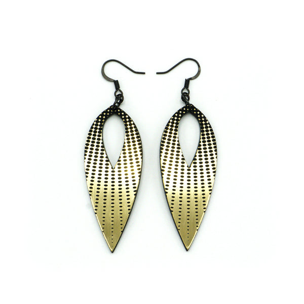 Nativas [10] // Acrylic Earrings - Brushed Gold, Black
