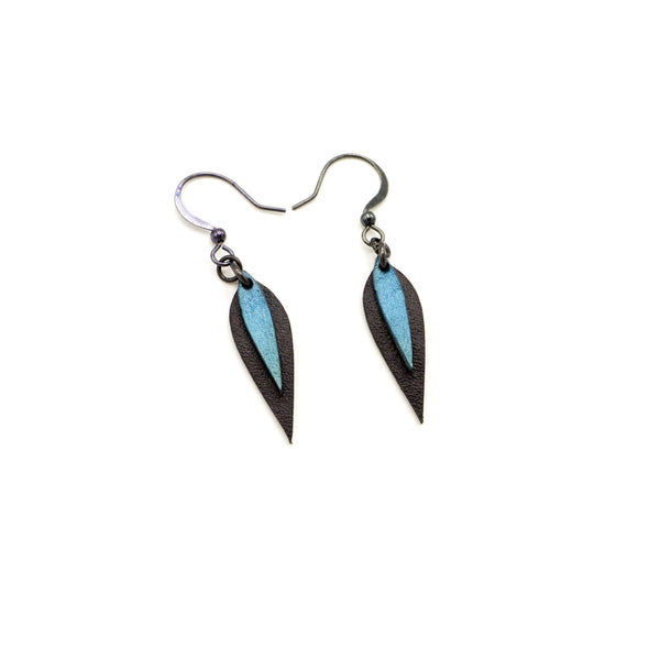 Innera // Leather Earrings - Black, Turquoise Pearl