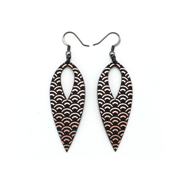 Nativas [31R] // Acrylic Earrings - Rose Gold, Black