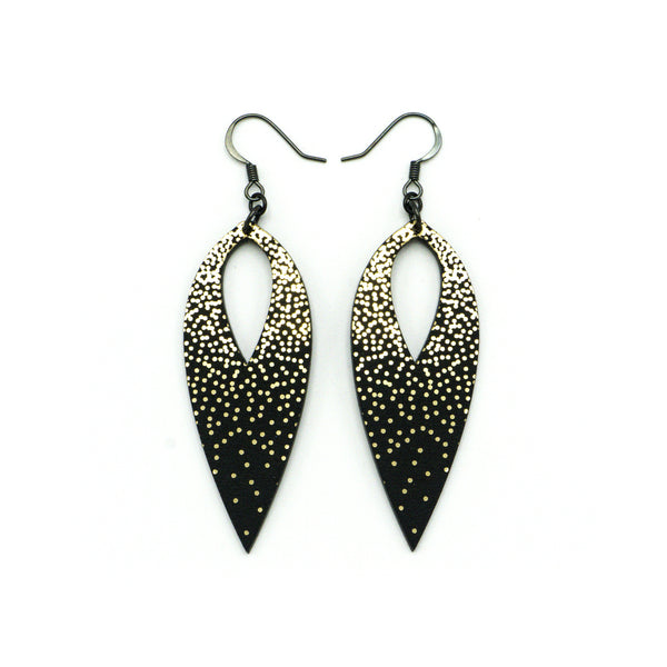 Nativas [02R] // Acrylic Earrings - Brushed Gold, Black