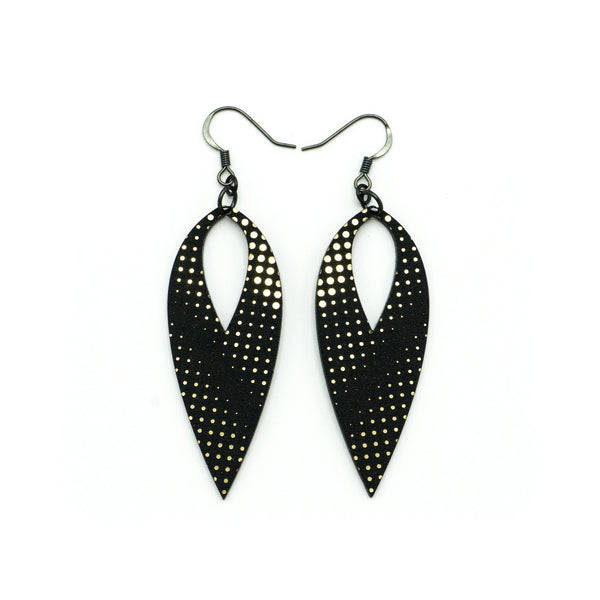 Nativas [11R] // Acrylic Earrings - Brushed Gold, Black