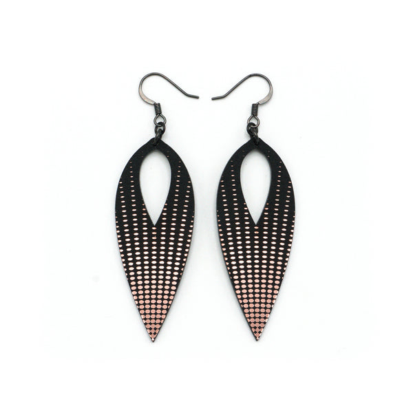 Nativas [09R] // Acrylic Earrings - Rose Gold, Black