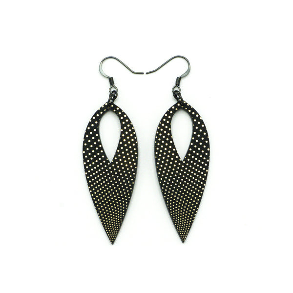 Nativas [16R] // Acrylic Earrings - Brushed Gold, Black