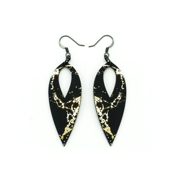 Nativas [18R] // Acrylic Earrings - Brushed Gold, Black