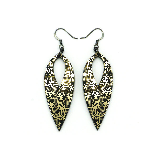 Nativas [15] // Acrylic Earrings - Brushed Gold, Black