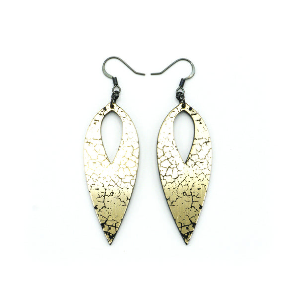 Nativas [38] // Acrylic Earrings - Brushed Gold, Black