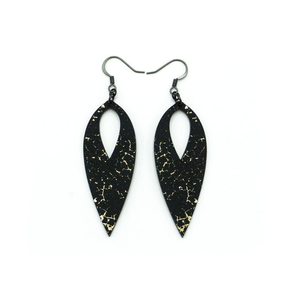 Nativas [38R] // Acrylic Earrings - Brushed Gold, Black