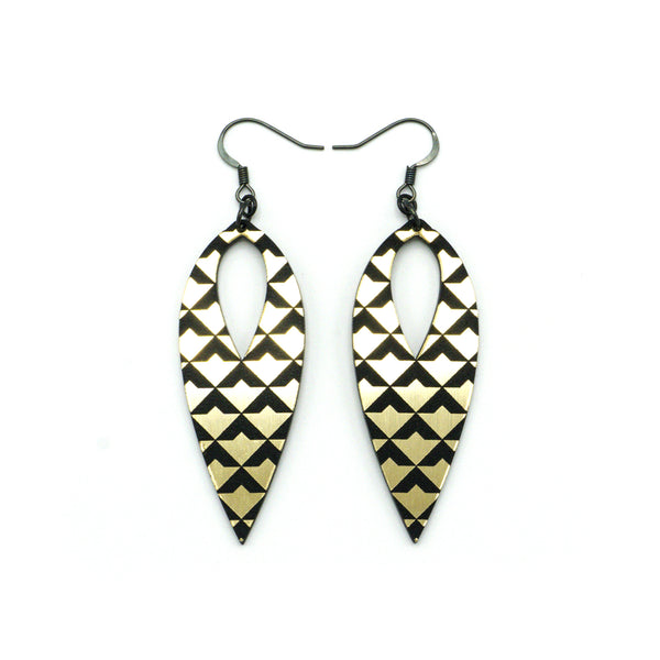 Nativas [30] // Acrylic Earrings - Brushed Gold, Black
