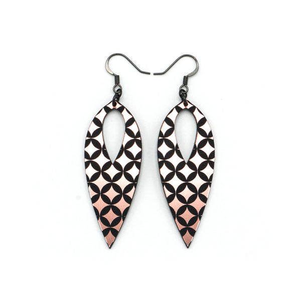 Nativas [26] // Acrylic Earrings - Rose Gold, Black