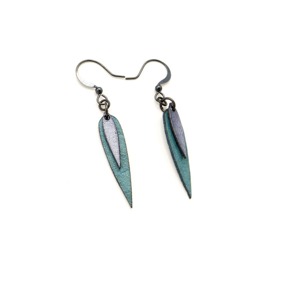Innera // Leather Earrings - Turquoise Pearl, Silver