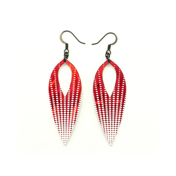 Nativas [09] // Acrylic Earrings - Red Holograph, White