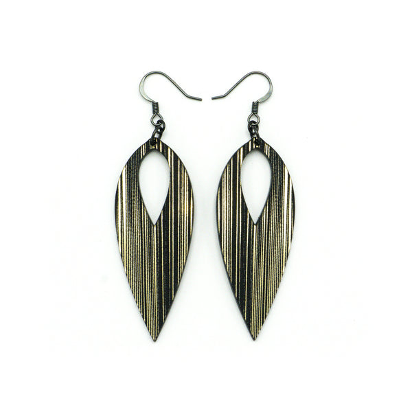 Nativas [13R] // Acrylic Earrings - Brushed Gold, Black
