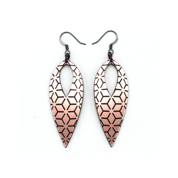 Nativas [25] // Acrylic Earrings - Rose Gold, Black