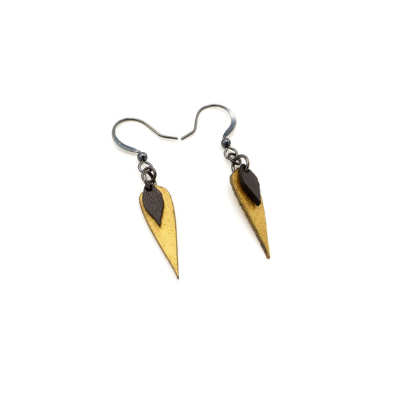 Innera // Leather Earrings - Gold, Black